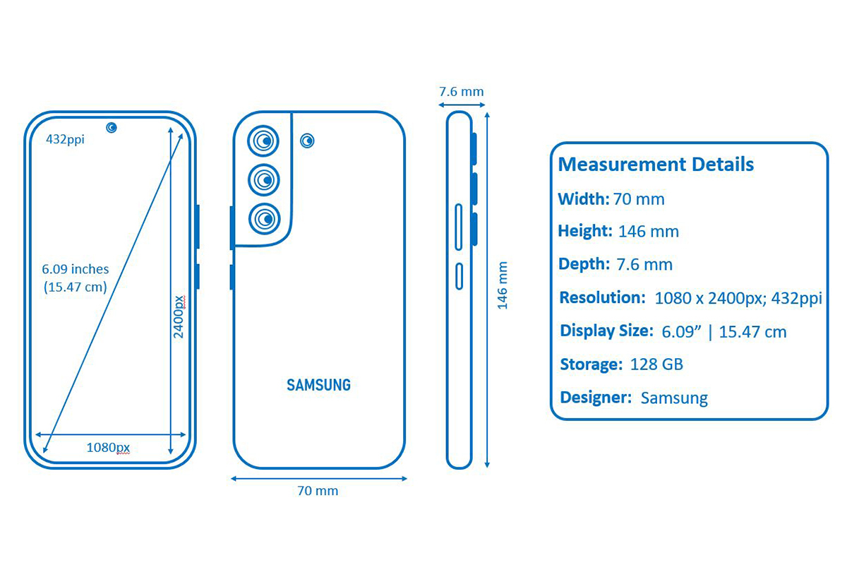 Samsung Galaxy S22 5G Size & Design